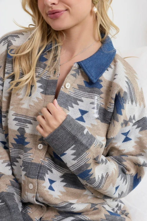 Damski sweter koszulowy Myra Remington wzór westernowy - rozm. M - WYSYŁKA 48H 7.jpg