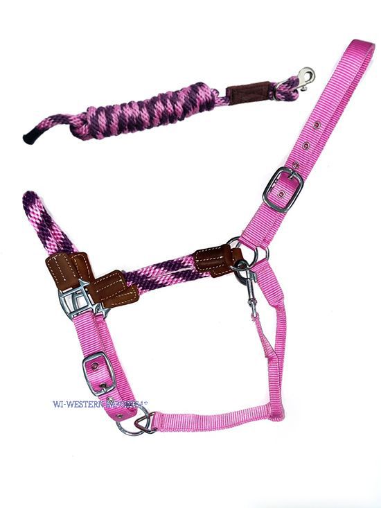 Kantar nylonowo-sznurkowy Hybrid Rope Halter z uwiązem 3m RÓŻÓWY.jpg